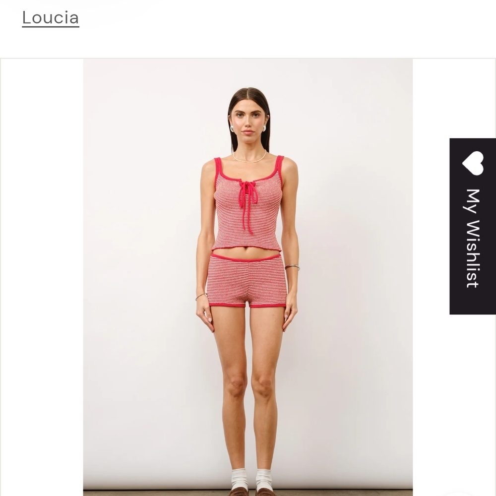 Lucia Red and White Striped Knit Tank Top - Picture 4 of 5